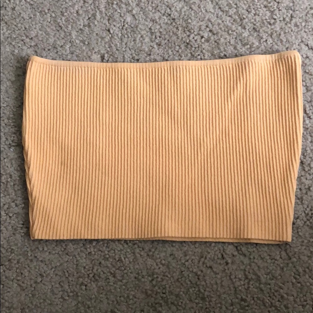 golden ribbed tube top